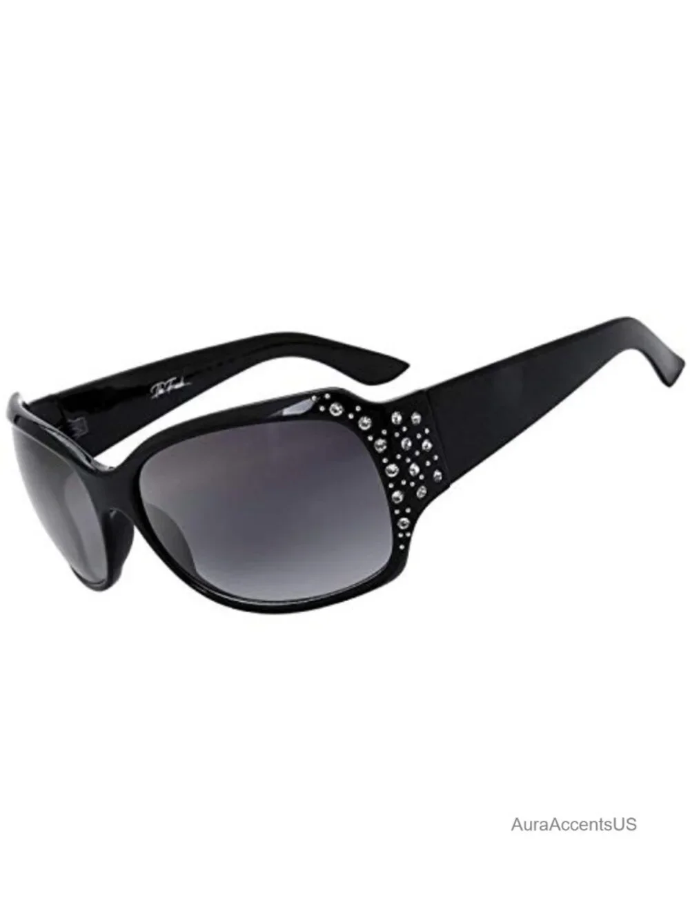 Oversized Rhinestone Sunglasses UV400 Wrap Around Gradient Lens Gift Box